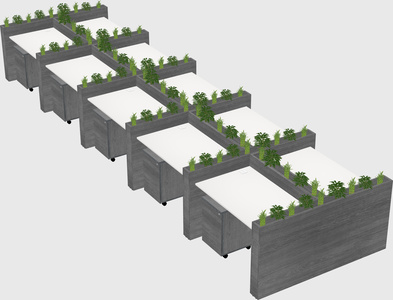Rectangular shared desk