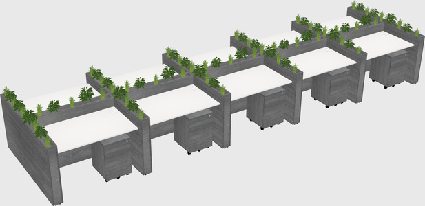 Rectangular shared desk