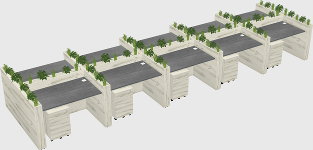 Rectangular shared desk