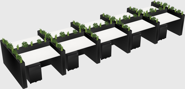 Rectangular shared desk
