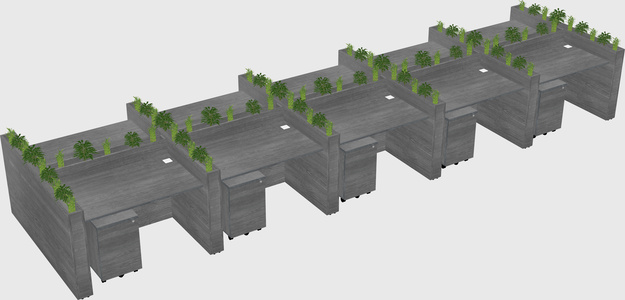 Rectangular shared desk