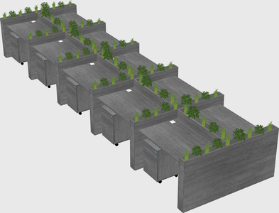 Rectangular shared desk