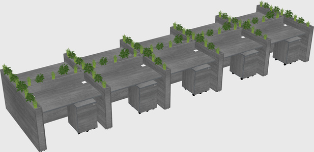 Rectangular shared desk