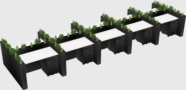 Rectangular shared desk