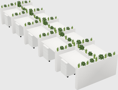 Rectangular shared desk