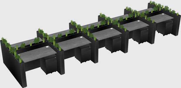 Rectangular shared desk