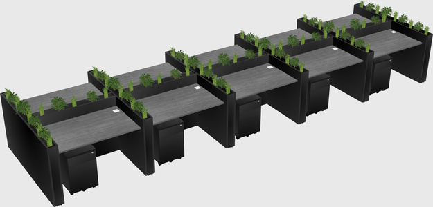 Rectangular shared desk
