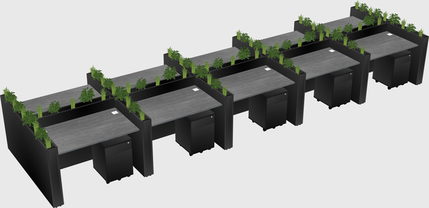 Rectangular shared desk
