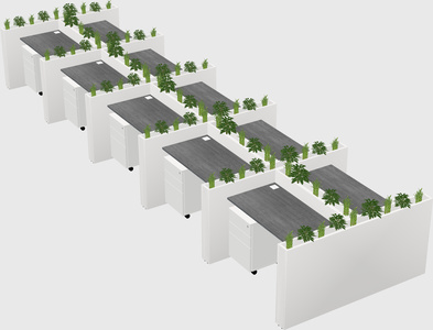 Rectangular shared desk