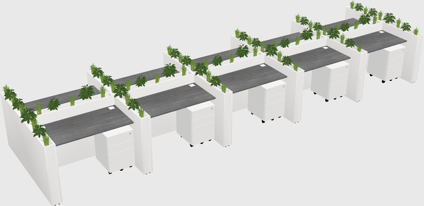 Rectangular shared desk