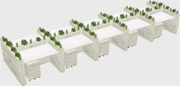 Rectangular shared desk