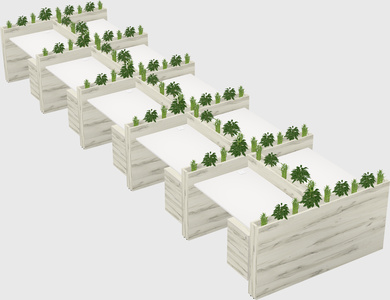 Rectangular shared desk