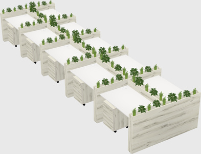 Rectangular shared desk
