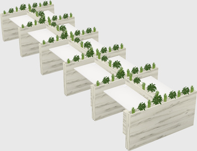 Rectangular shared desk
