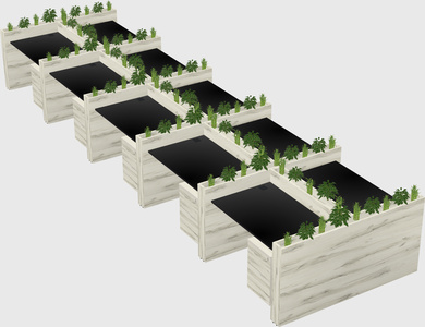 Rectangular shared desk
