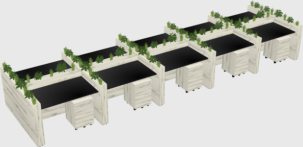 Rectangular shared desk