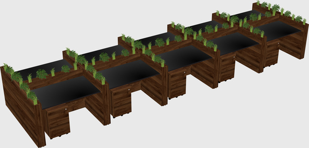 Rectangular shared desk