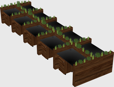 Rectangular shared desk