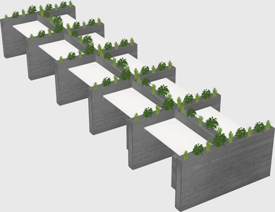 Rectangular shared desk