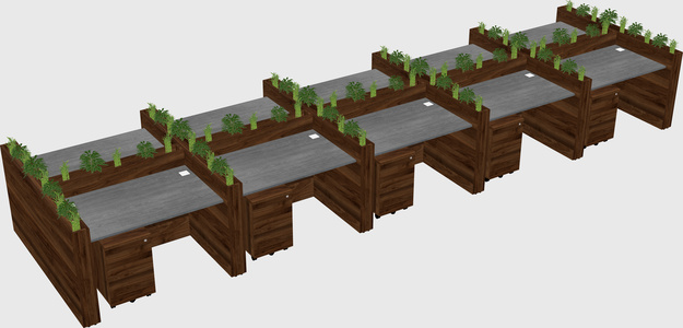 Rectangular shared desk