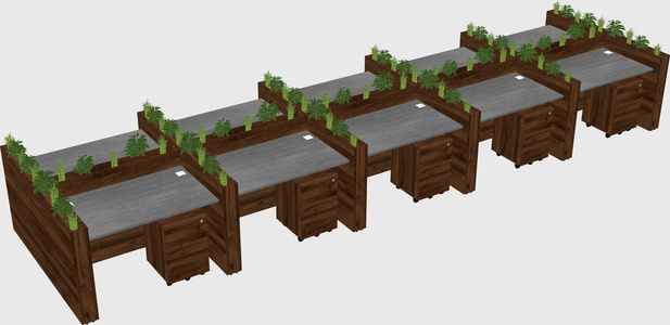 Rectangular shared desk