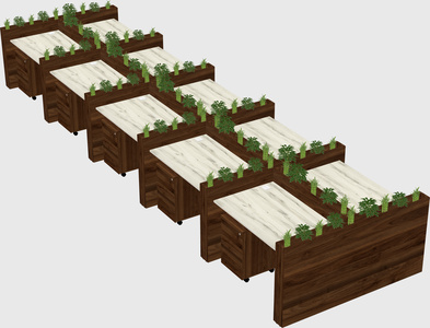 Rectangular shared desk