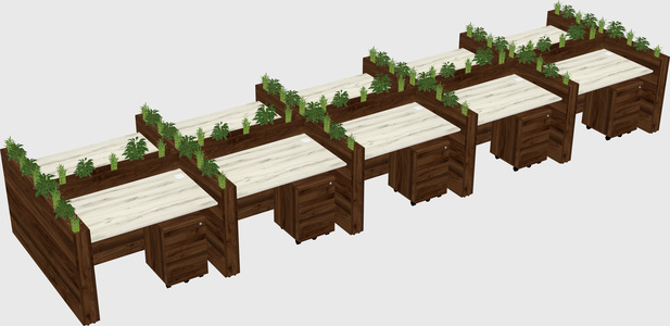Rectangular shared desk