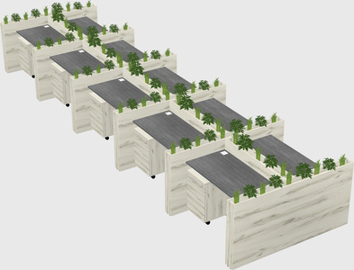 Rectangular shared desk