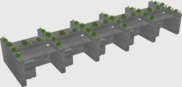 Rectangular shared desk