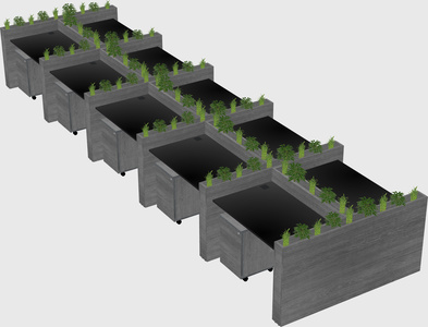 Rectangular shared desk