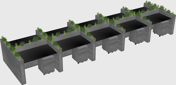 Rectangular shared desk