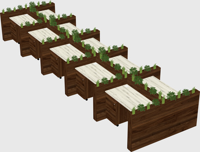 Rectangular shared desk
