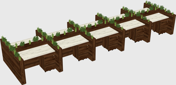 Rectangular shared desk