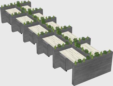 Rectangular shared desk