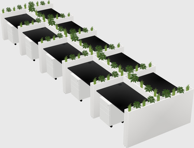 Rectangular shared desk
