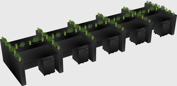 Rectangular shared desk