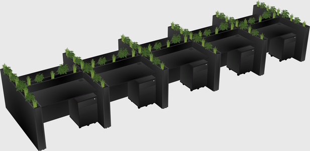 Rectangular shared desk