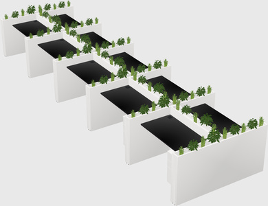 Rectangular shared desk