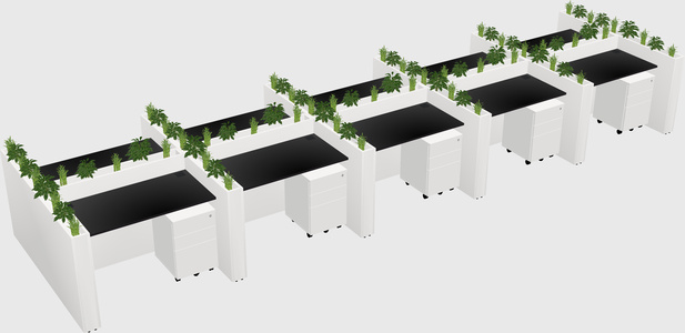 Rectangular shared desk