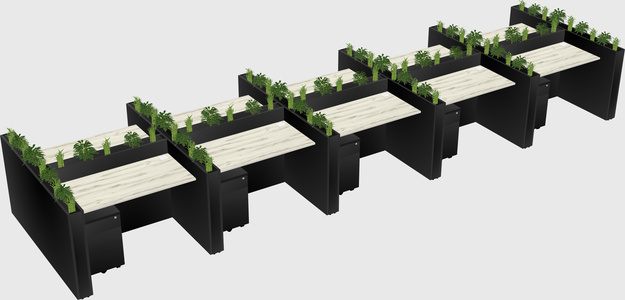 Rectangular shared desk