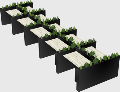 Rectangular shared desk