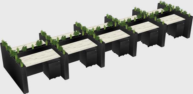Rectangular shared desk