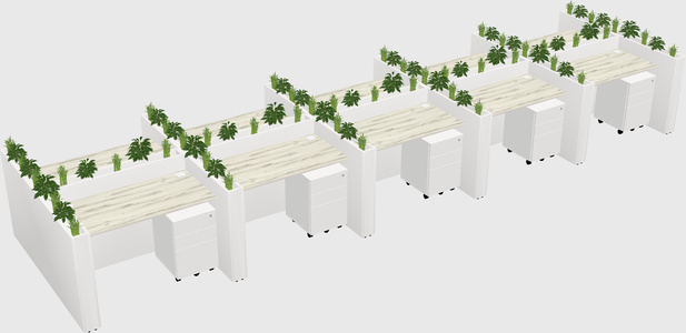 Rectangular shared desk