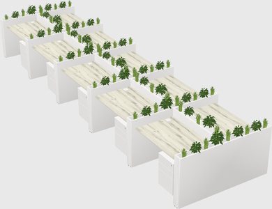Rectangular shared desk
