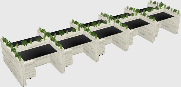 Rectangular shared desk
