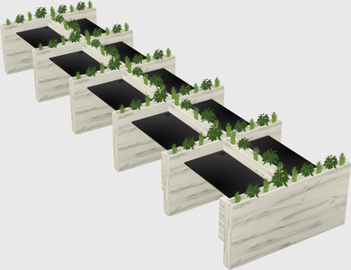 Rectangular shared desk