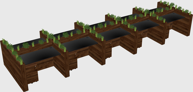 Rectangular shared desk