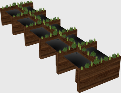 Rectangular shared desk