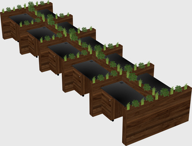 Rectangular shared desk