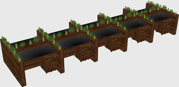 Rectangular shared desk